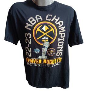 2022-23 NBA Champions Denver Nuggets Finals T-Shirt Black Short Sleeve Mens L